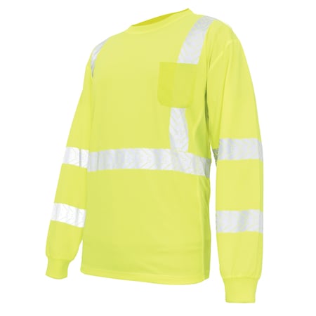 Ge Hi-Vis Long Sleeve T-Shirt, Polyester Knit Birdseye, Mesh, Green, L GS114GL